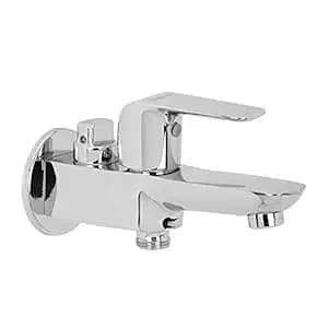 Hindware Italian Collection F400003CP Fluid 2-Way Bib Cock with Wall Flange, Brass with Chrome Finish