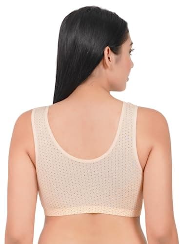 Wave Fashion Maternity Nursing Bra for Women | Seamless Wirefree Cotton Blend Breastfeeding Bra with Front Open Button & Adjustable Straps Beige 4