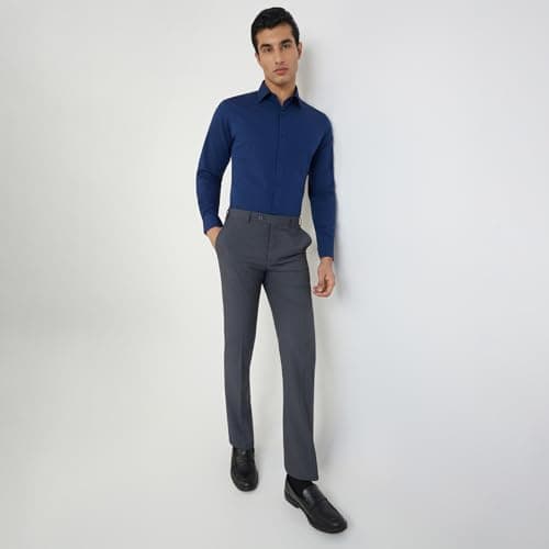 Raymond Men Slim Fit Structure Pattern Pure Cotton Semi Cutaway Collar Full Sleeve Formal Shirt (Size: 42)-RMSX12860-B8 Dark Blue 5