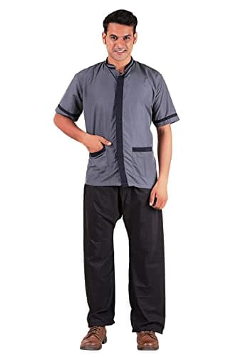 FABUNIFORMS Uniform Set For Men Housekeeping, Hotel Staff, Hospital Staff Dress Set (Grey, 36)