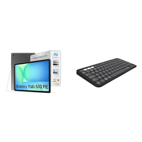Samsung Galaxy Tab S10 FE, S Pen in-Box, 27.7 cm (10.9 inch) Display, AI Writing, Desktop Mode, Pre Loaded Pro Apps, 8 GB RAM, 128 GB Storage, Wi-Fi Tablet - Grey + Logitech Pebble Keys 2 K380s
