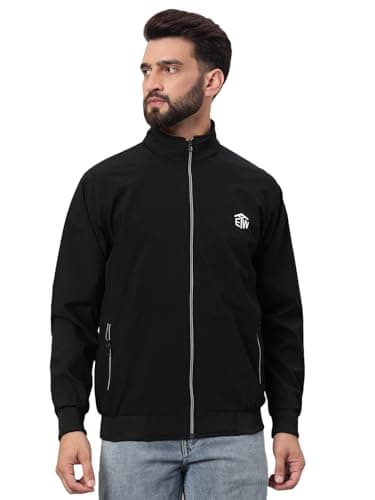 eWools® Men's Cotton Fleece Hoodie Sweatshirt for Winter (Wind2-Black, Medium)