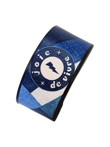Joie de Vivre (French Quote) - Blue Ripped Denim Patchwork Designer Fashion Bracelet | Unisex Wristband | Premium, Limited Edition, Gift Ready | Handcrafted in India