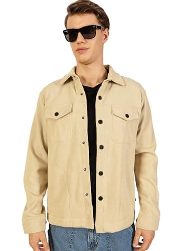 Thomas Scott Regular Fit Open Front Snap Button Closure Knitted Jacket for Men (TSMLJKT02 Cream, L)