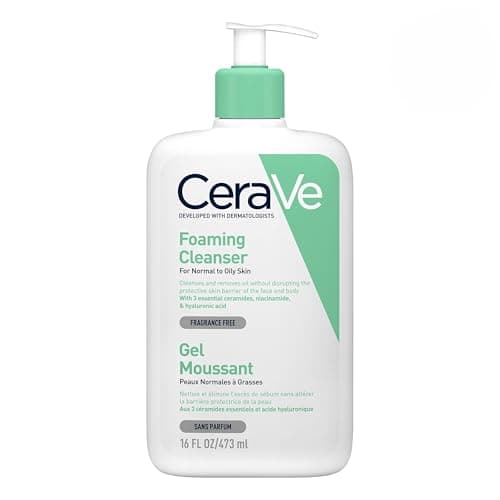 CeraVe Foaming Cleanser For Normal To Oily Skin (473ml) - Dermatologist-Developed Facewash | Non-Comedogenic And Fragrance-Free Cleansers For Acne-Prone Skin