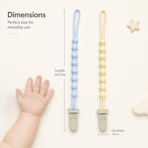 Artibetter Silicone Pacifier Clip Chain Set (2 Pcs) | BPA-Free Safe Baby Soother Holder with Strong Clip | Anti-Drop Pacifier Strap for Infants & Toddlers | Travel-Friendly Baby Accessory 4