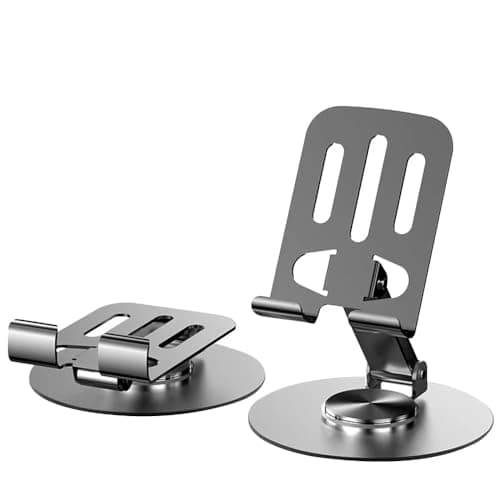 GizmoGrid 360 Rotatable & Foldable Tablet Stand Mobile Stand & for Kindle, ipad, Stable Base | Adjustment of Height & Angle, for Classes, Calls, Gaming & Videos- Made in India (Spinova 360° BL)