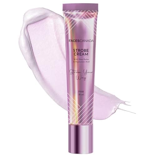 FACES CANADA Strobe Cream Mini- Pink, 18ml | Primer + Highlighter + Moisturizer | Shea Butter & Hyaluronic Acid | Intense Hydration | Flawless Radiant Dewy Skin | Illuminating & Glowing Makeup Base