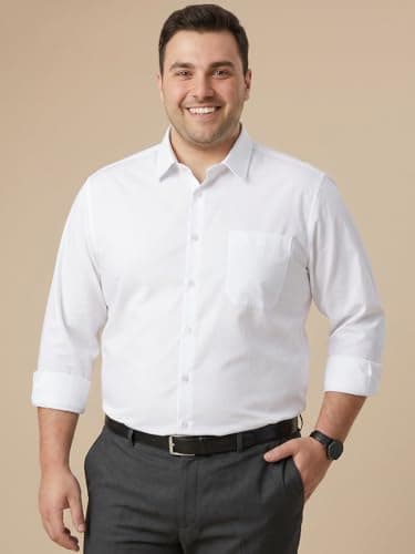 Thomas Scott Men's Premium Plus Size Regular Fit Textured Formal Shirt | 100% Cotton | Long Sleeves | Spread Collar (TS1925PS_White_3XL) 2