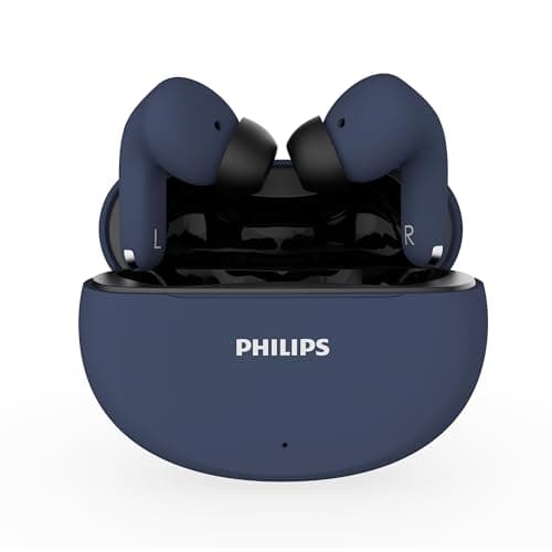Philips TAT1269 Bluetooth Truly Wireless in Ear Earbuds with mic, 13mm Drivers, Bluetooth 5.4, 40H Playtime, IPX5, Fast Charging, Touch Controls, Voice Assistant, Mono Mode, LED Indicator(Cosmic Blue)