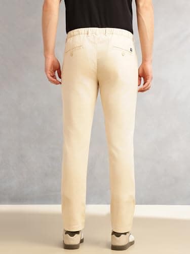 Thomas Scott Men's | Straight Fit | Mid-Rise | Solid | 4 Pockets | Woven | Chinos Trouser (TSB175_Cream_32) 4