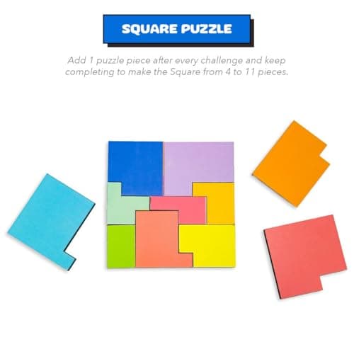 Toysbox Square Puzzle 2-in-1 Game Set, Educational Brain Teaser with Colored Pieces and Sticks Challenge, Made of MDF Wood Material, Brain Puzzle Game for Kids Ages 7+ Years 2