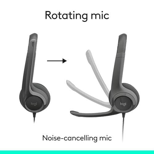 Logitech H390 Type-C Wired Headset for PC/Laptop, Stereo Headphones with Noise Cancelling Microphone, USB-C, in-Line Controls, Works with Chromebook - Graphite 3