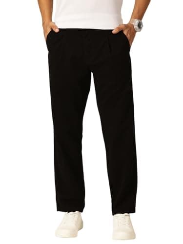 Thomas Scott Men 100% Cotton Straight Fit Chino Trouser (Black, 32)