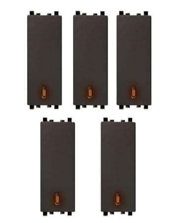 Schneider Electric Zencelo India-6A 1W Full-Flat Switch with Neon-Dark Grey (Pack of 5)