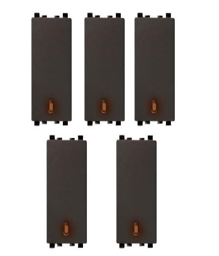 Schneider Electric Zencelo India-6A 1W Full-Flat Switch with Neon-Dark Grey (Pack of 5)