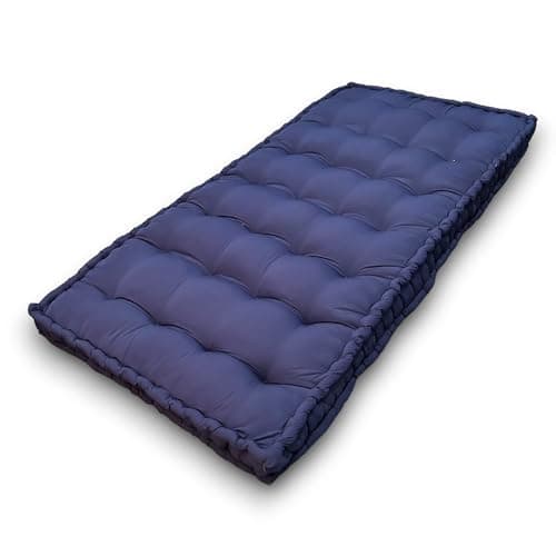 Atootfusion Soft Cotton Floor Box Mattress, 5-Inch Thick, Foldable, Movable Medium Firm, Solid Colored Bed Mattress (Navy Blue, Small Single Bed 30X72X5 Inches)