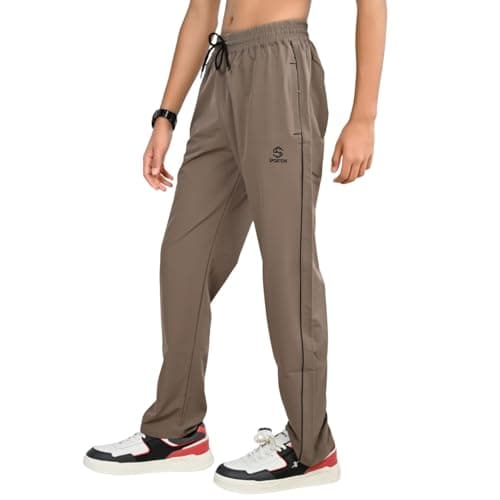 SPORTON Mens Regular Fit Track Pants – Lightweight Sports & Casual Joggers with Elastic Waistband and Multiple Pockets (in, Alpha, 2XL, Regular, Camel) 3