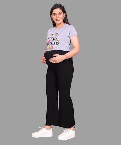 MAMMA'S MATERNITY Women's Black Solid Rayon Maternity Palazzo (MAMBKPLAZO2245-M_Black_Medium) 4