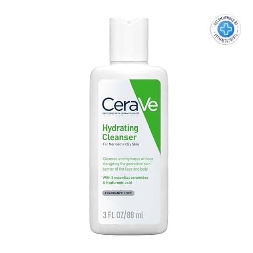 CeraVe Hydrating Cleanser for Normal to Dry Skin (88ml) - combo pack of 2 Non-Foaming Face Wash with Hyaluronic Acid and Ceramides | Non-Comedogenic, Non-Irritating and Fragrance-Free Cleanser 3
