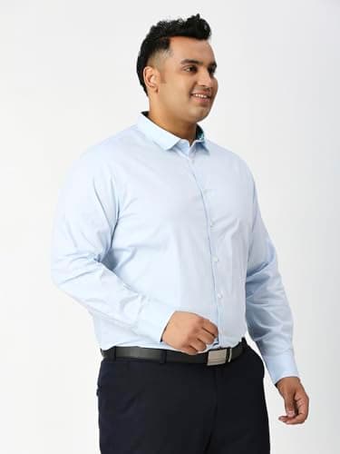 Thomas Scott Men Plus Size 100% Cotton Full Sleeves Formal Shirt (Light Blue, 5XL) 3