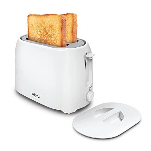 Wipro Vesta Bread Toaster BT101 750 Watts Auto Pop up with Removable Crumb Tray, 7 Browning Levels (White), Standard 2