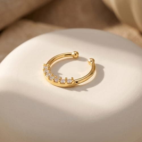 TOUCH925 Pure 925 Silver Classic Zircon Hoop Nose Ring for Women 2