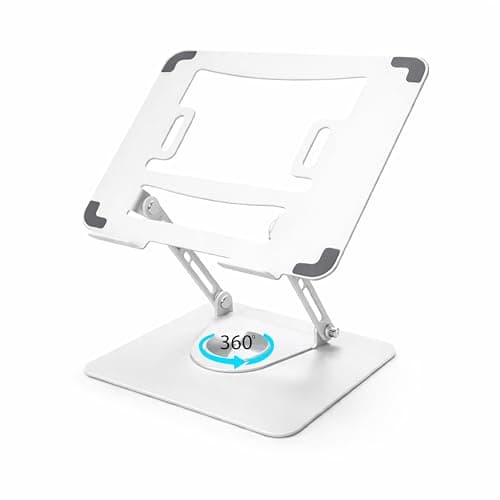TARKAN 360° Rotating Laptop Stand, Adjustable Metal Foldable Desk Stand, Ergonomic Design (White)