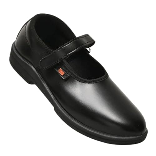 Titas Uniform School Shoes for Little Kids Girls with PVC | Stylish & Lightweight | Comfortable Footbed | Black | Size - 2 | Age Group - 10-11 Years