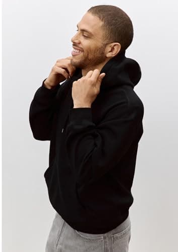 ZUBINCO Men’s Oversized Black Hoodie | Heavyweight Cotton Fleece Sweatshirt with Kangaroo Pocket & Adjustable Drawstring Hood | Casual Streetwear for Winter, Gym & Everyday Wear (in, Alpha, L) 4