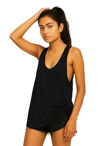 THE BLAZZE Women's Loose Fit Gym Tank - Sleeveless Activewear for Yoga & Jogging 1005 NB69 Black L