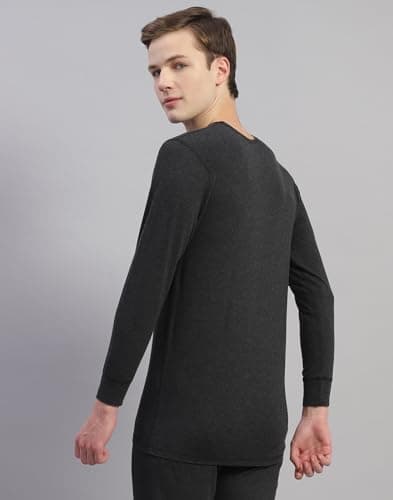 Monte Carlo Mens Solid Black Round Neck Full Sleeve Thermal Vest (6240SM1-0-44) 4