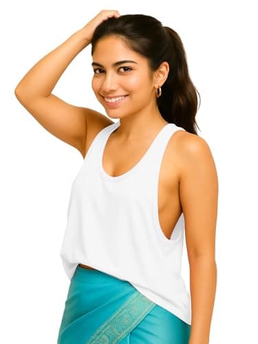 THE BLAZZE Women's Loose Fit Gym Tank - Sleeveless Activewear for Yoga & Jogging 1005 NB69 White L 4