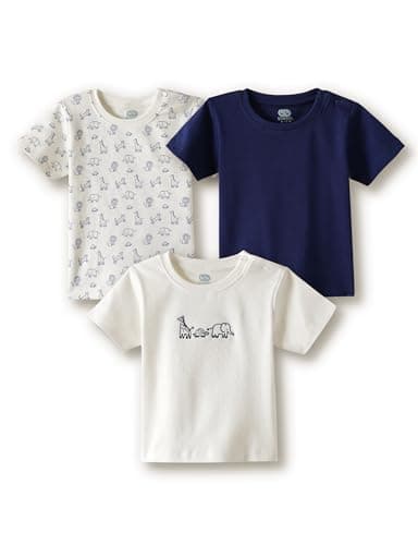 Amazon Brand Symbol Unisex 100% Cotton Half Sleeve T-Shirts (Pack of 3) (SK-BTS-SS26-2004 (0-24M)_NSWNWS_0-6 M)