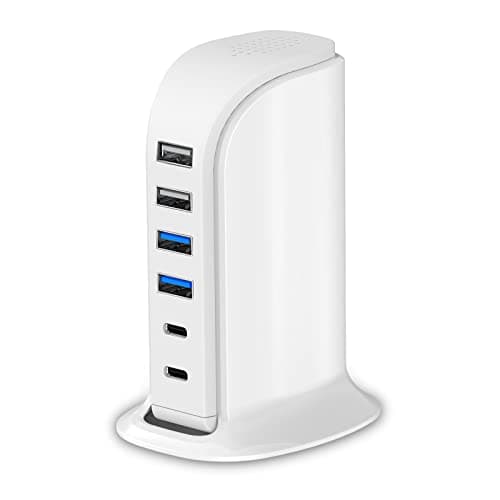USB C Charger Upoy, 45W Charging Station for Multiple Devices, Fast Charging Blocks (Smart 8A) With Dual Type C Ports, USB Hub Organizer for iPhone, iPad, Kindle, Travel Accessories