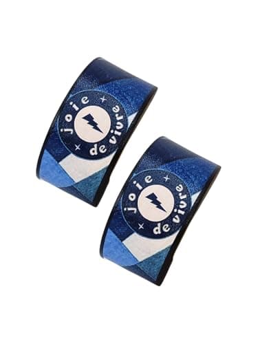Joie de Vivre (French Quote) - Blue Ripped Denim Patchwork Fashion Bracelet (Pack of 2) | Unisex Wristband | Premium, Limited Edition, Gift Ready | Handcrafted in India