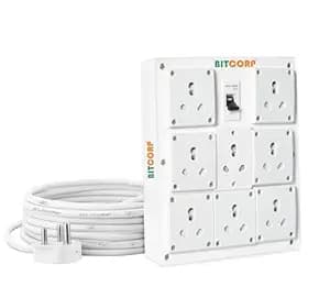 BITCORP 16A Heavy Duty Power Extension Board with Switches with 8 Socket 1 Switch, 7000W, 8 Meter 6.0mm Electric Cord for AC, Refrigerator, EV Charger, Washing Machine, Geyser