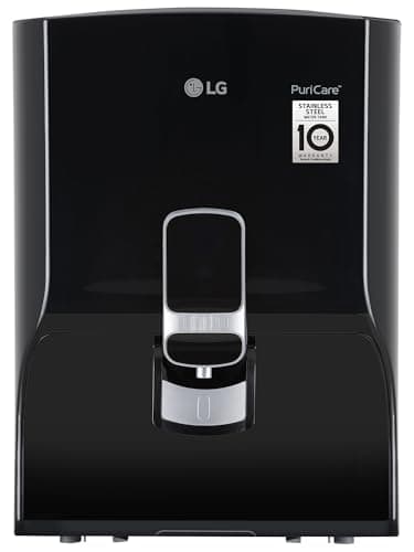 LG RO Water Purifier | 8L Storage Airtight Stainless Steel Tank | Multi Stage Filtration | Wall Mount | Suitable for all Water Sources, WW132NF, Black