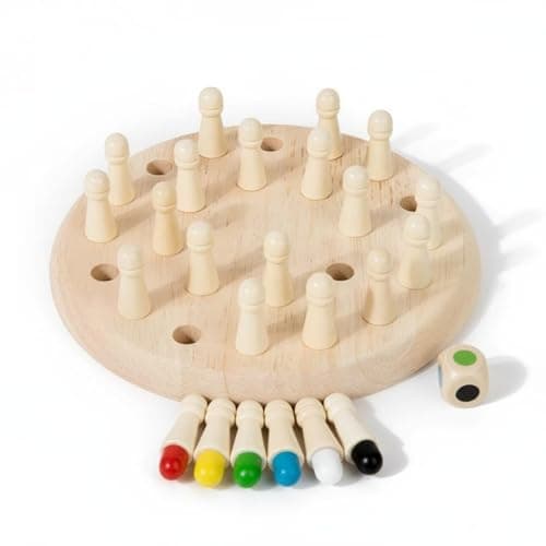 Bnf Parent-Child Interaction Wooden Memory Chess Family Fun Wooden Memory Chess Game Child-Centered Inspired Color Matching Board Game Polished Edges for Preschoolers