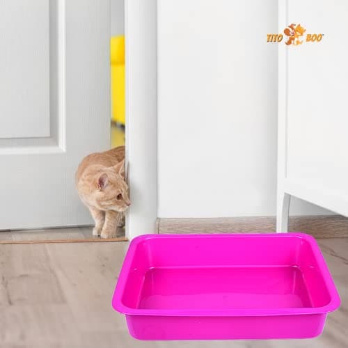 Tito Boo Pro Cat Litter Tray - Premium Virgin Quality Cat Litter Accessories (Pack of 01), Multi-Colored Dimensions - 53cm * 40cm * 10cm. 2