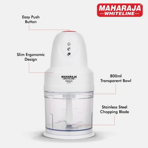 Maharaja Whiteline Frisco 800Ml Electric Chopper, 250W- Ec-102 (White), 2 Year Warranty - 250 Watts 5