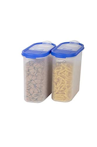 Cutting Edge Essentials Flip-Top Kitchen Storage Container & Dispenser Set for Rice, Dal, Atta, Flour, Cereals, Snacks, Stackable, BPA Free, Modular, Blue Lids - Set of 2,1.2L