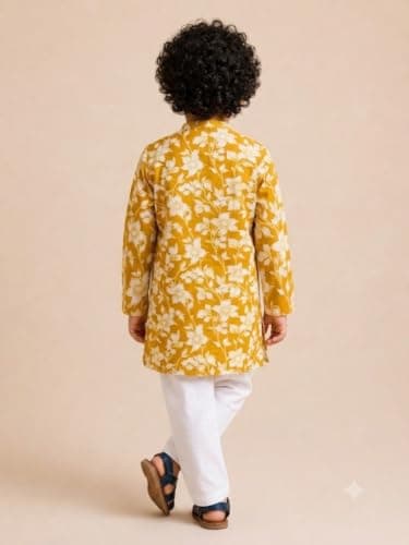 A.T.U.N. (ALL THINGS UBER NICE) Boys 100% Cotton Kurta Pyjama Set | Traditional Ethnic Wear Outfit for Kids | Soft Breathable Printed Kurta with Comfortable Pyjama | Festive Celebration Clothing Set 3