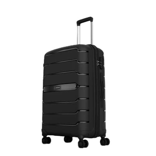 Aristocrat Liberty Medium (Check-in) Trolley Bag, 68Cm | Combination Lock | 8 Wheels | 3 Years International Warranty | Jet Black, Polypropylene (PP), Hard, Spinner Wheel