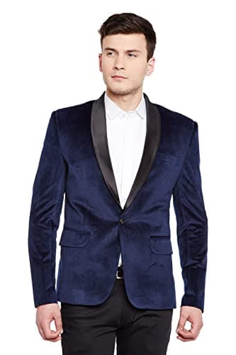 Wintage Men's Regular Fit Tuxedo Casual Blazer (Tuxvelvet201color6s38_Navy Blue_38)