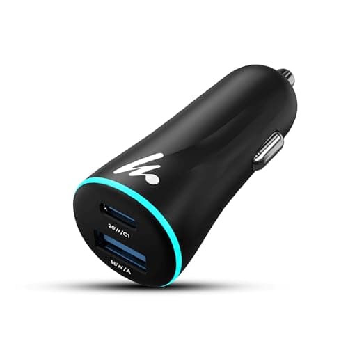 PD 20W Wozoyo Car Charger with Type-C & USB A, Power Delivery, PPS & QC 3.0, Dual Port Fast Charging (20W + 18W), 12V–24V Compatible, Multi-Layer Protection, 2-Years Manufacturer Warranty