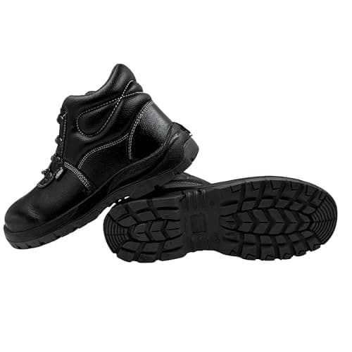 Allen Cooper 1008 Hi-Ankle Men's Safety Shoe, Size-8 UK, Black-Grey (Free Socks) 5
