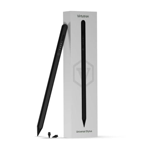 Virtutron Universal Stylus Pen with Type-C Charging | Rechargeable Touch Pen | Non-Bluetooth High Precision Digital Pencil for iPhone, iPad, Samsung, Android Tablets & Touchscreen Devices (Black)