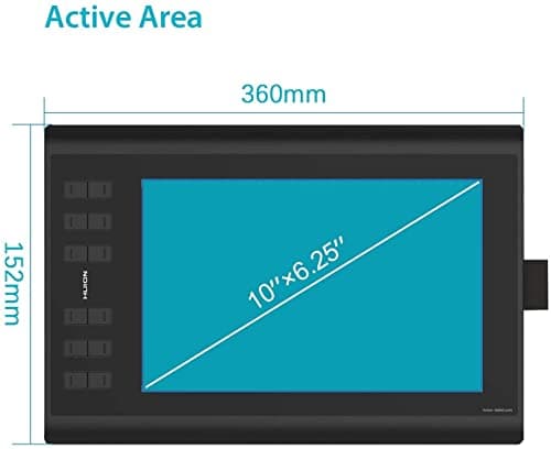 HUION Inspiroy H1060P Graphics Drawing Tablet 10 x 6.25 inch with 8192 Pressure Sensitivity Battery-Free Stylus and 12 Customized Hot Keys, Digital Art Tablet for Mac, Windows PC and Android, Black 2