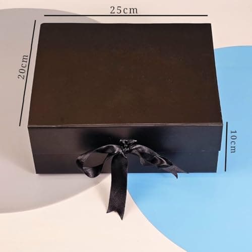 SATYAM KRAFT 1 Pcs Multipurpose Decorative Black gift box with Ribbon for packing Empty Gift Hamper for Presents Wedding Reusable Gift Packing Return Gift Surprise(BLack Cardboardbox) 2